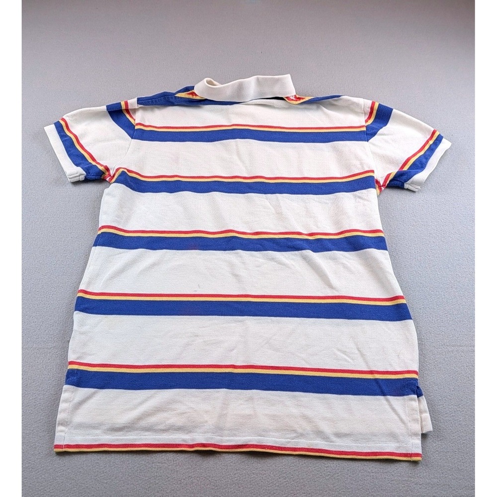 Polo Ralph Lauren Mens Custom Fit Striped Polo Shirt White Blue Red Yellow M - Picture 6 of 9